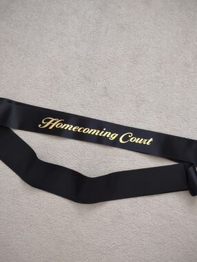 Homecoming Court Gold Black Satin Sash